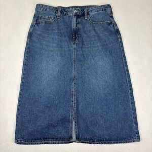 Old Navy High Rise Denim Midi Skirt‎ Womens 16 Blue Cotton Classic Modest
